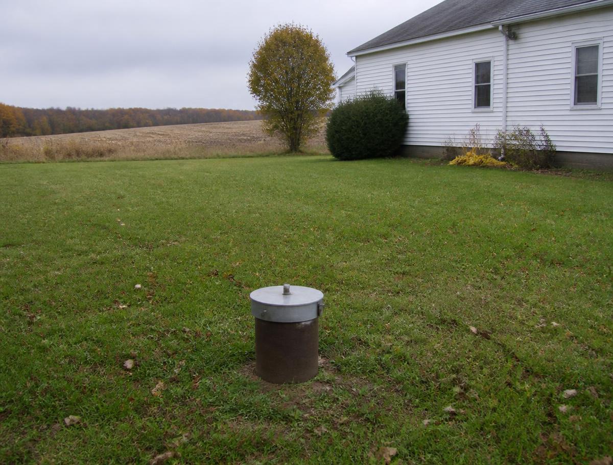 Finished residential water well head at an Ohio property